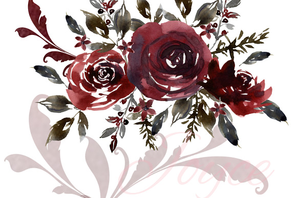 Burgundy Florals, Wreaths in Illustrations - product preview 2