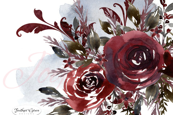 Burgundy Florals, Wreaths in Illustrations - product preview 3