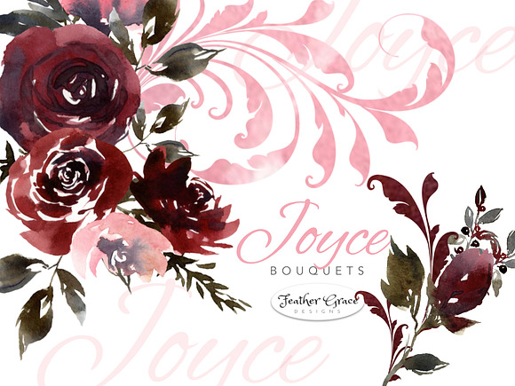 Burgundy Florals, Wreaths in Illustrations - product preview 4
