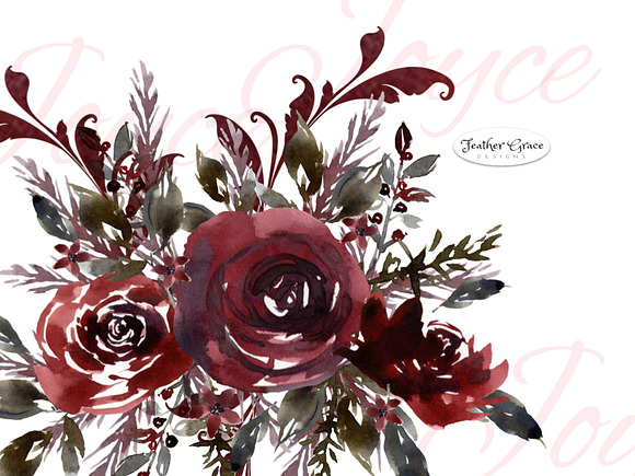Burgundy Florals, Wreaths in Illustrations - product preview 5