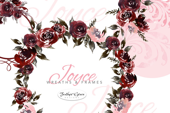 Burgundy Florals, Wreaths in Illustrations - product preview 7