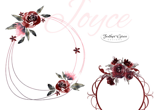 Burgundy Florals, Wreaths in Illustrations - product preview 8