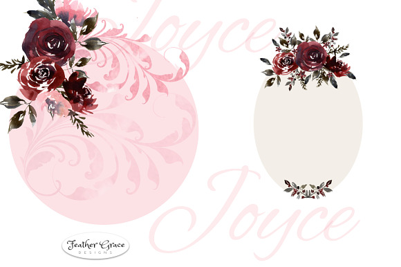 Burgundy Florals, Wreaths in Illustrations - product preview 9