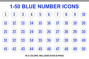 Blue Double Line Number Icons 1-50
