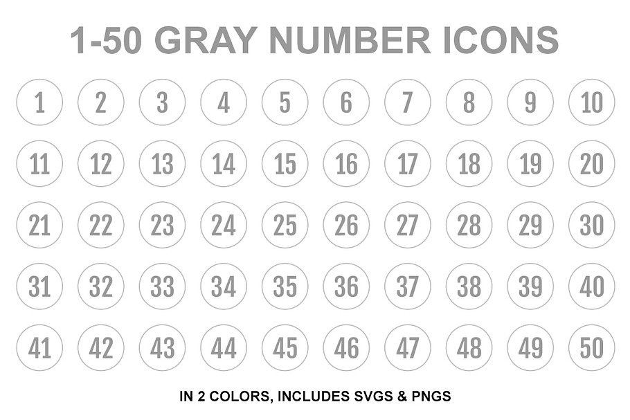 Gray Single Line Number Icons in Graphics - product preview 8
