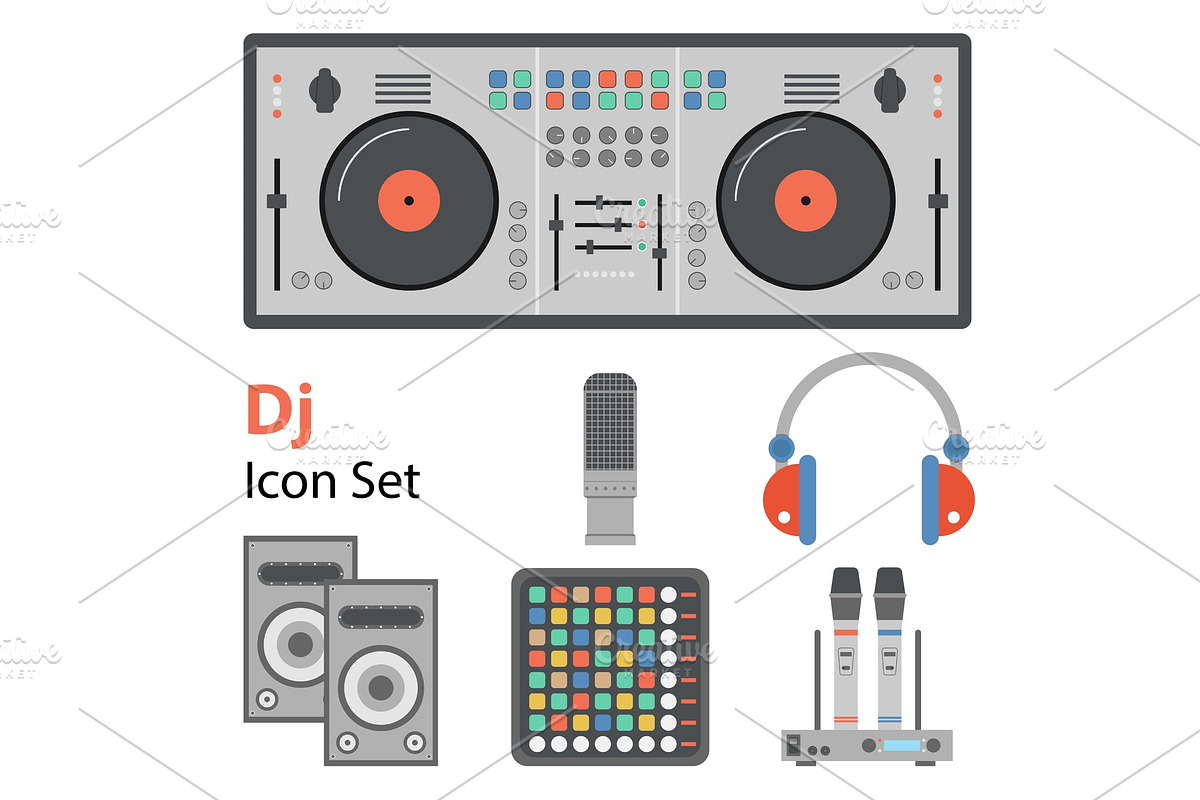 DJ Flat Set in Illustrations - product preview 8