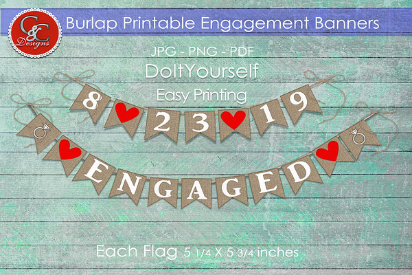 Burlap Look Engagement Banners