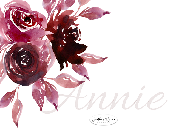 Burgundy & Navy Florals in Illustrations - product preview 1