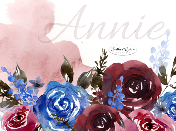 Burgundy & Navy Florals in Illustrations - product preview 3