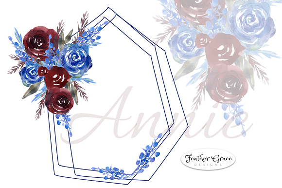 Burgundy & Navy Florals in Illustrations - product preview 5