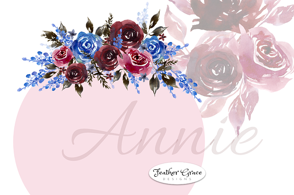 Burgundy & Navy Florals in Illustrations - product preview 6