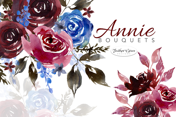 Burgundy & Navy Florals in Illustrations - product preview 9
