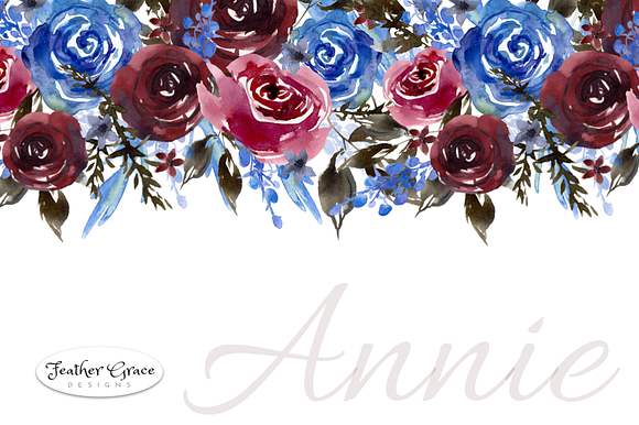 Burgundy & Navy Florals in Illustrations - product preview 10
