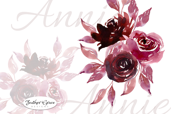 Burgundy & Navy Florals in Illustrations - product preview 13