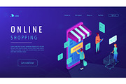 Isometric online shopping landing