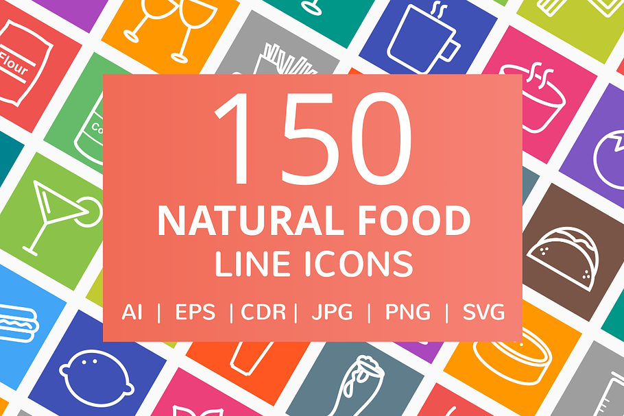150 Natural Food Line Icons