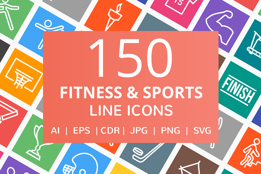 150 Fitness & Sports Line Icons in Graphics - product preview 8