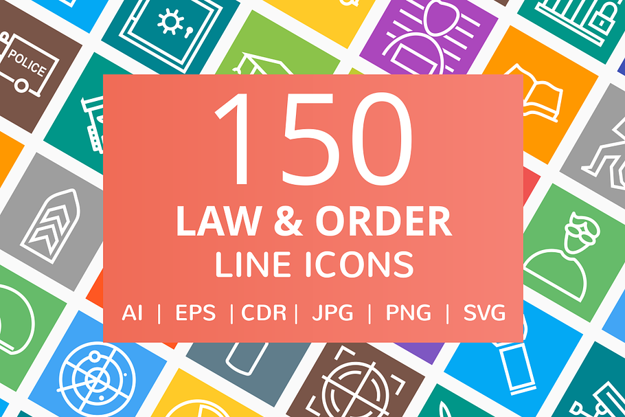 150 Law & Order Line Icons in Graphics - product preview 8