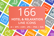 166 Hotel & Relaxation Line Icons
