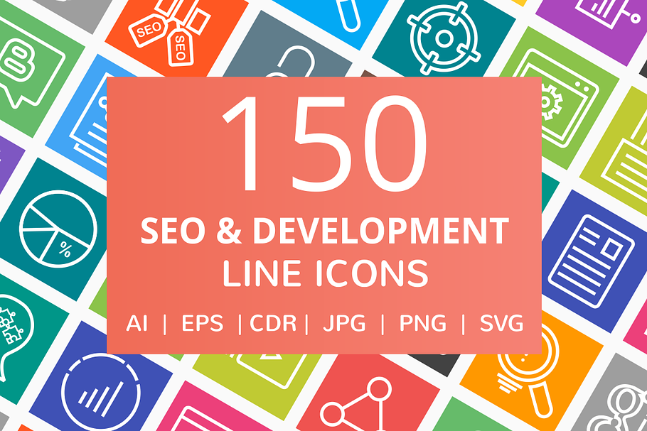 150 SEO & Development Line Icons in Graphics - product preview 8