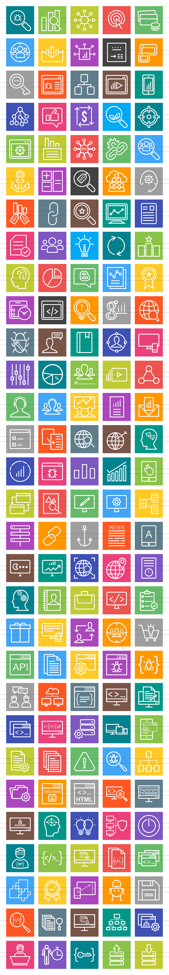 150 SEO & Development Line Icons in Graphics - product preview 1