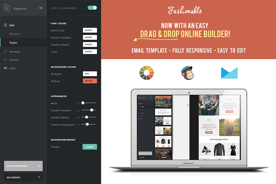 Fashionable Responsive Email Builder in StampReady Templates - product preview 6
