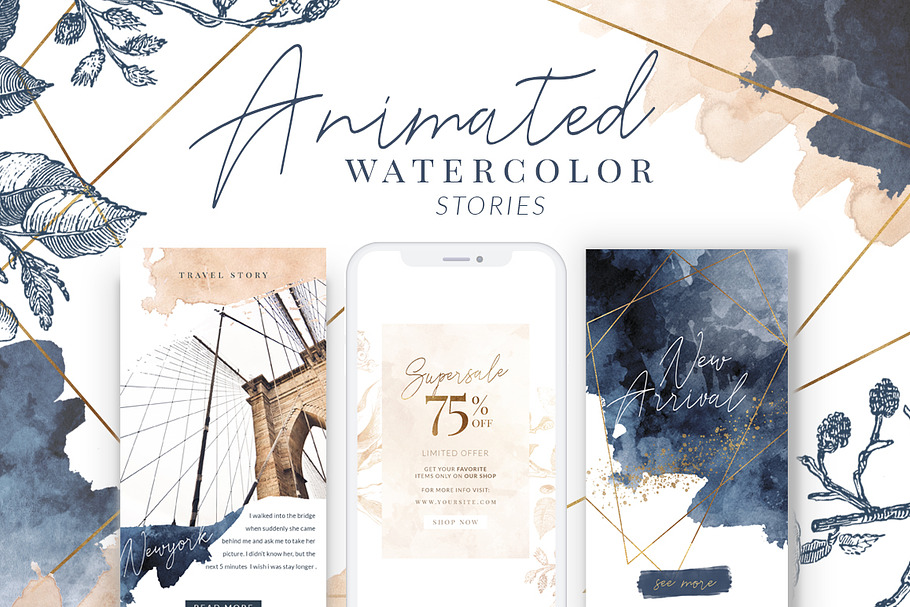 ANIMATED Instagram Watercolor Story in Instagram Templates - product preview 8