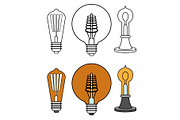 Set of old light bulbs