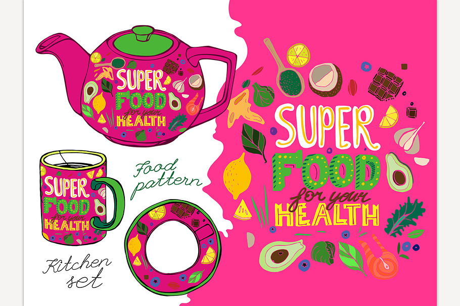 Hand Drawn Superfoods poster in Illustrations - product preview 8