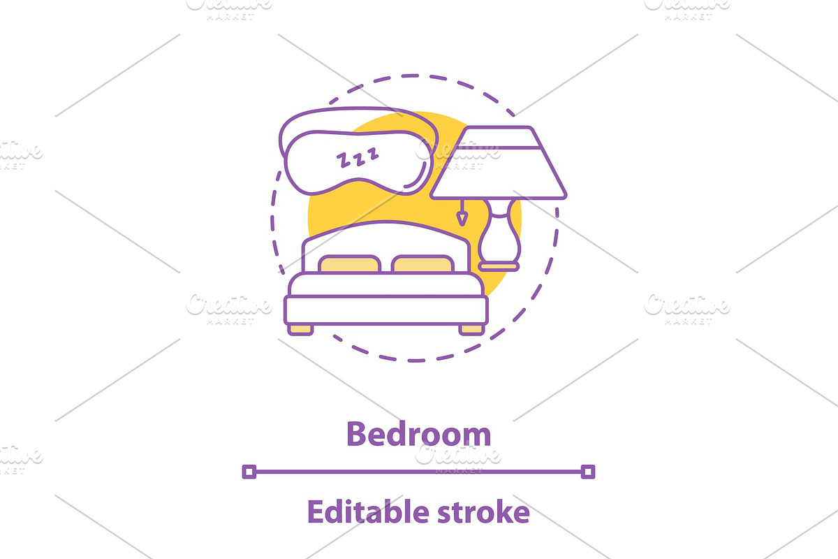 Bedroom interior concept icon in Icons - product preview 8