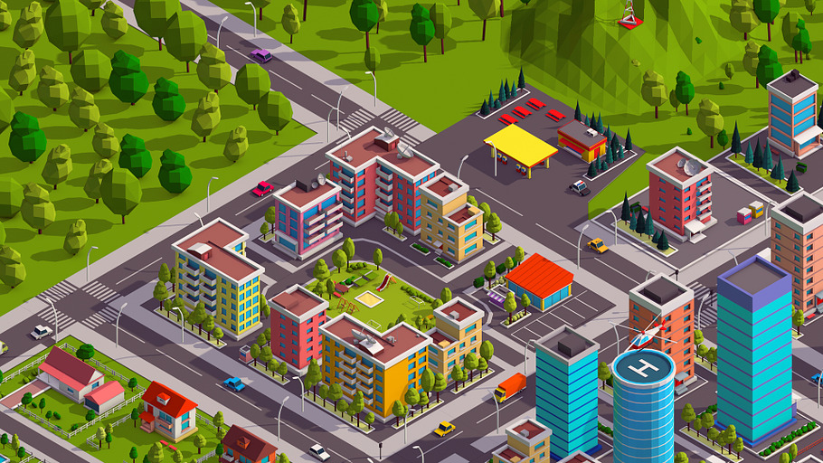 Polygonia Low Poly City Pack in Urban - product preview 4