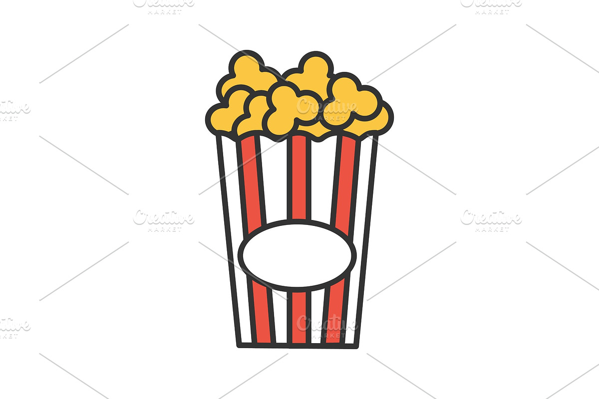 Paper glass with popcorn color icon in Graphics - product preview 8