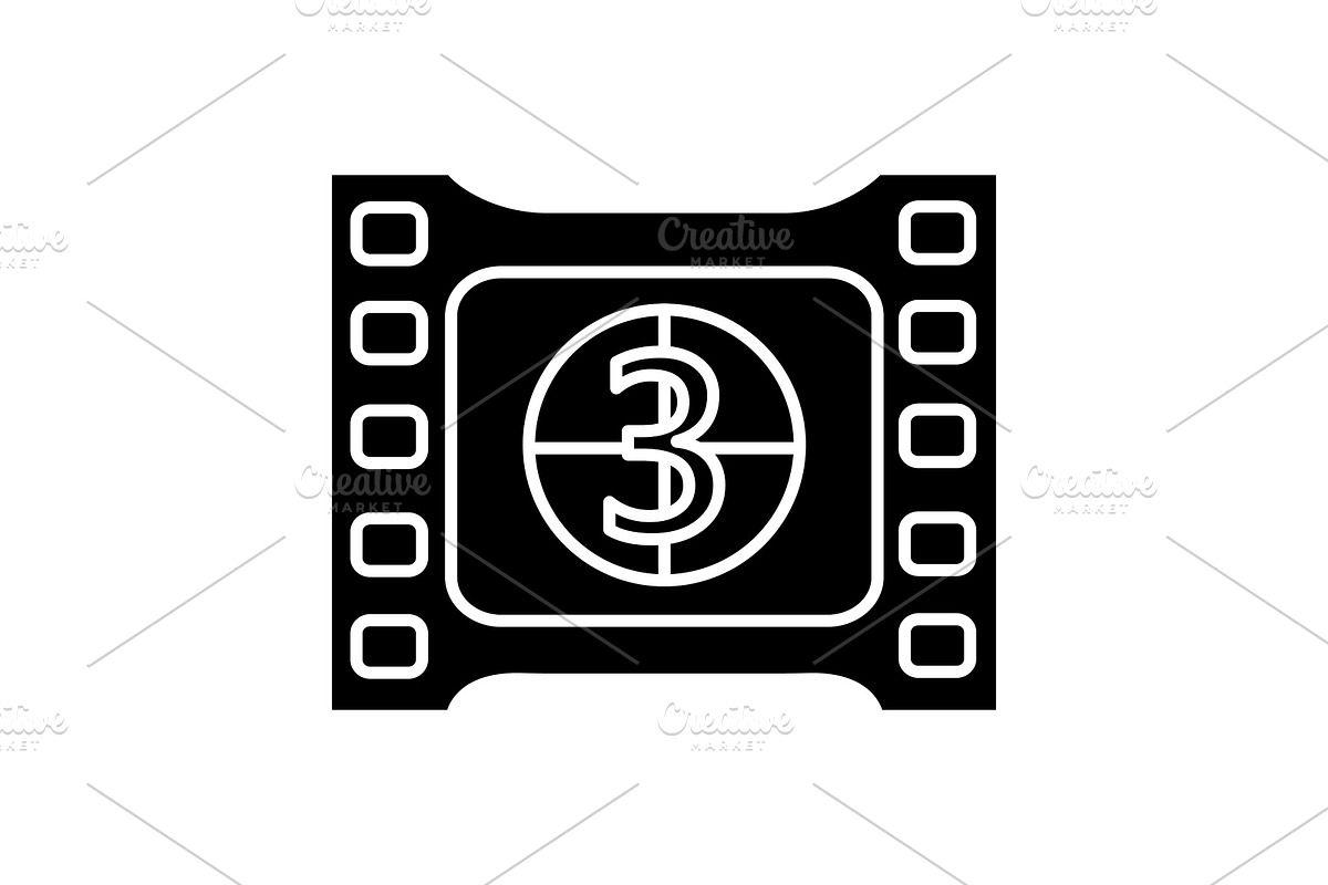 Film frame with countdown glyph icon in Graphics - product preview 8