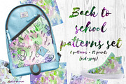 Back to school watercolor patterns