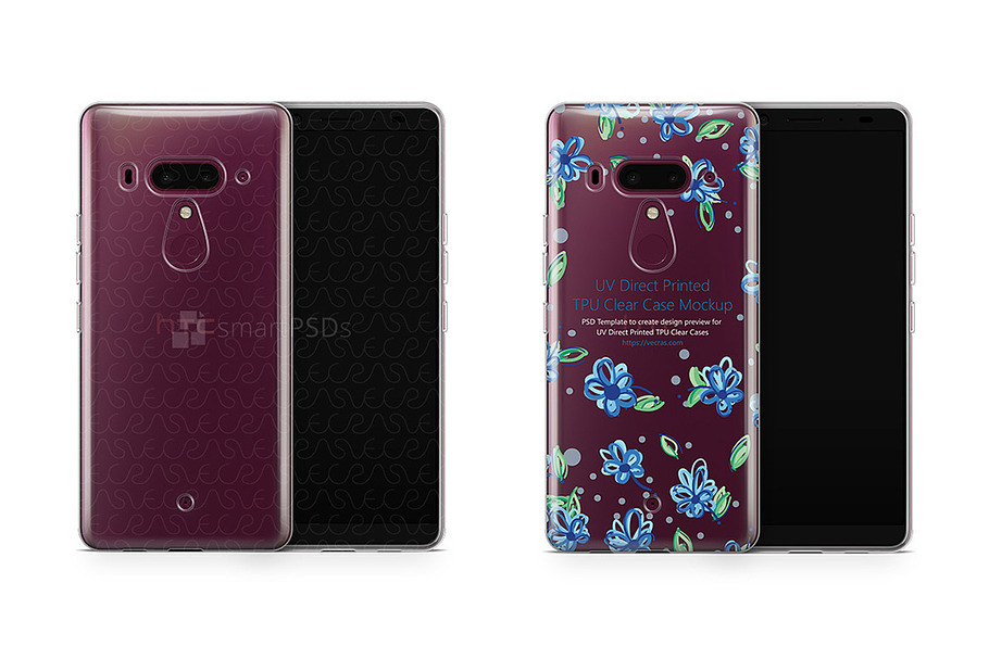 HTC U12 Plus UV TPU Clear Case  in Product Mockups - product preview 8