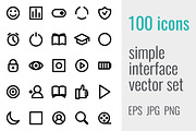 100 simple interface icons