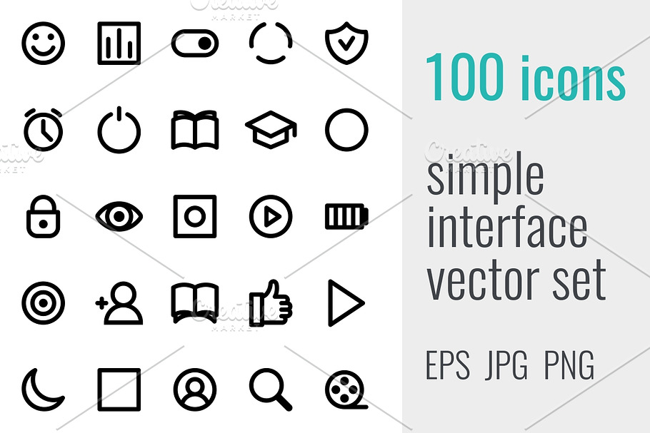 100 simple interface icons in Contact Icons - product preview 8