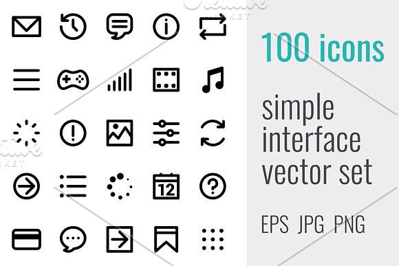 100 simple interface icons in Contact Icons - product preview 1