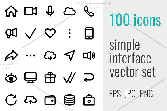 100 simple interface icons in Contact Icons - product preview 2