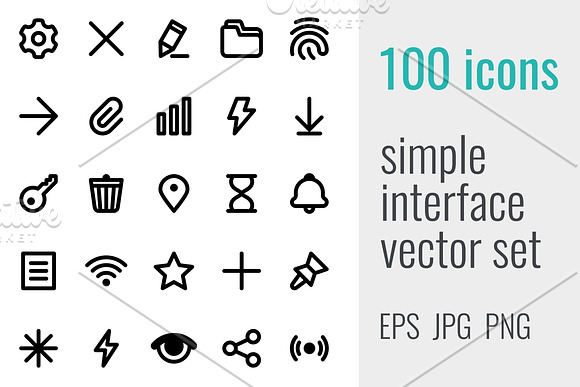 100 simple interface icons in Contact Icons - product preview 3