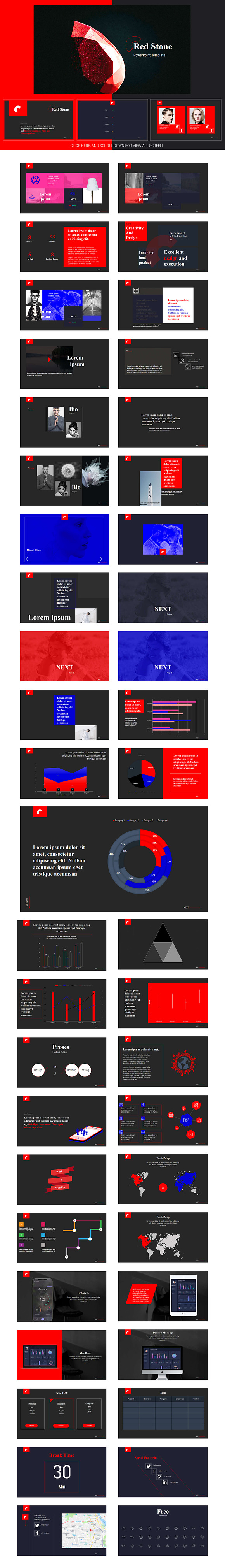 Red stone PowerPoint Template in PowerPoint Templates - product preview 5