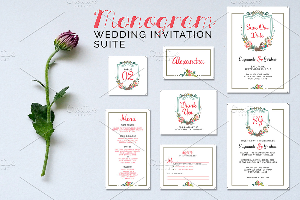 Monogram Wedding Suite in Wedding Templates - product preview 8
