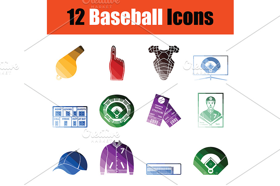 Baseballl icon set in Graphics - product preview 8