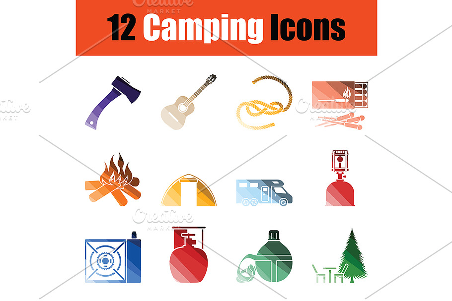 Camping icon set in Graphics - product preview 8
