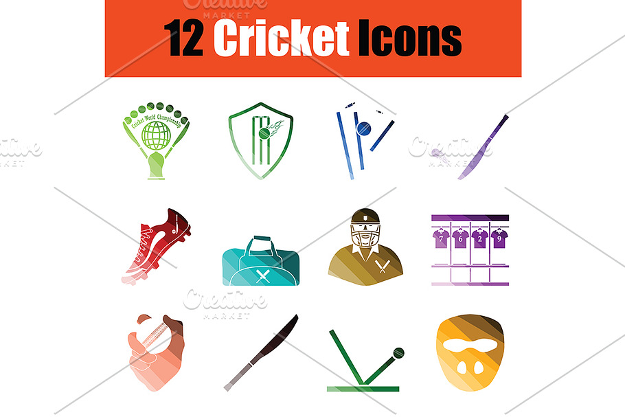 Cricket icon set in Graphics - product preview 8