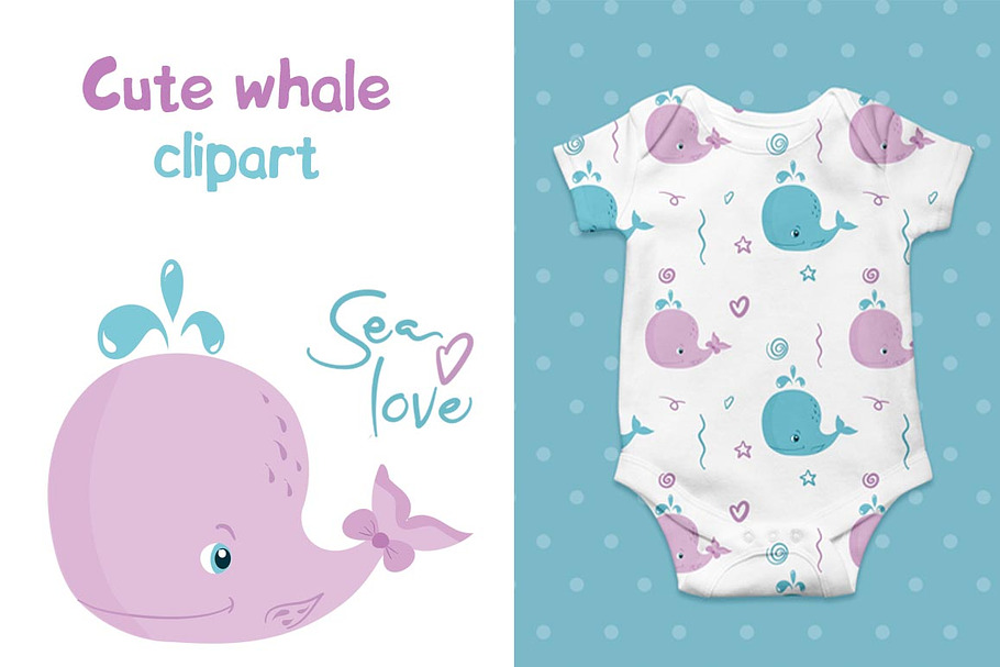 Cute Whales vector nursery clipart 