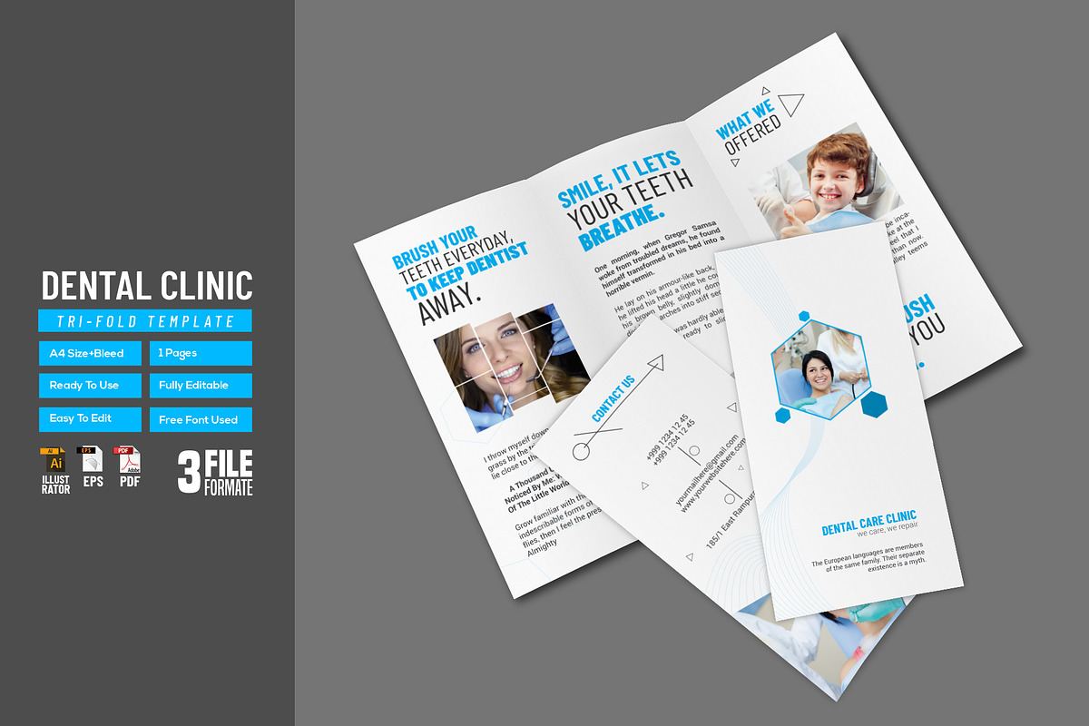 Dental Clinic Tri-Fold in Brochure Templates - product preview 8