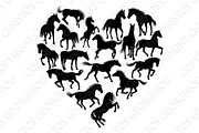 Horse Silhouette Heart