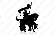 Silhouette Medieval Knight on Horse 