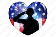 Patriotic Soldier Saluting American